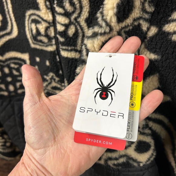 NWT Spyder Full Zip Quilted Fleece Hooded Jacket Women's Large Aztec Medallion - Picture 6 of 11